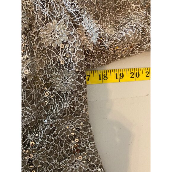 R & M Richards Beige Sequin Lace Dress & Jacket Set Size 6 - Picture 16 of 16